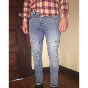 Light Wash Biker Jeans